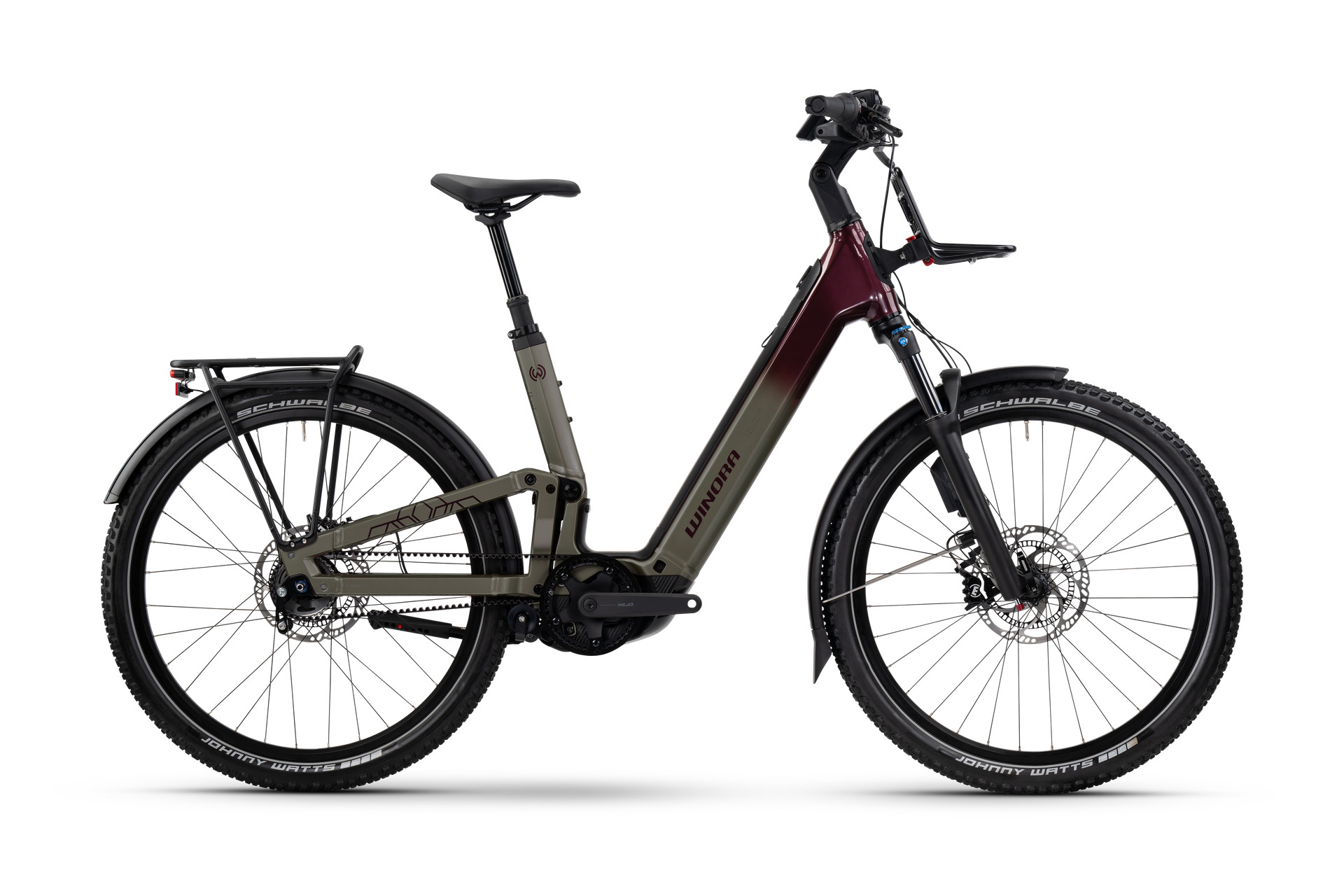 Winora "Sinus FS R5f Pro" E-Bike, 800Wh, 27,5 Zoll, sand/deep red