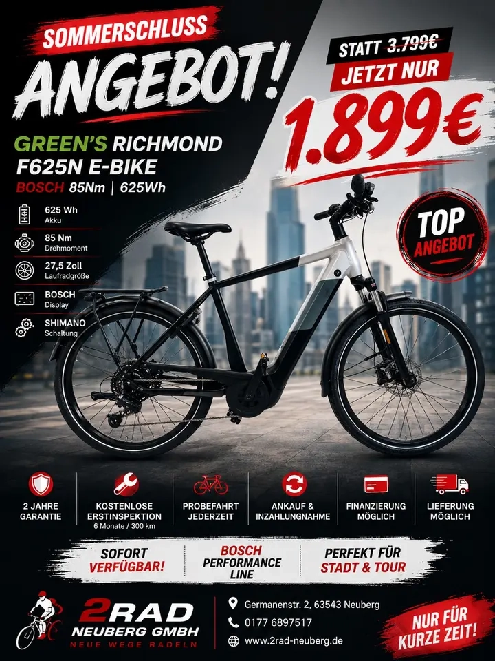 Green’s Richmond F625N E-Bike Bosch 85Nm 625Wh Statt 3.799€