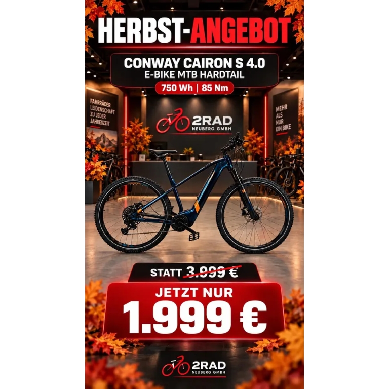 CONWAY Cairon S 4.0 E-Bike MTB Hardtail 750Wh 85Nm Statt 3999€