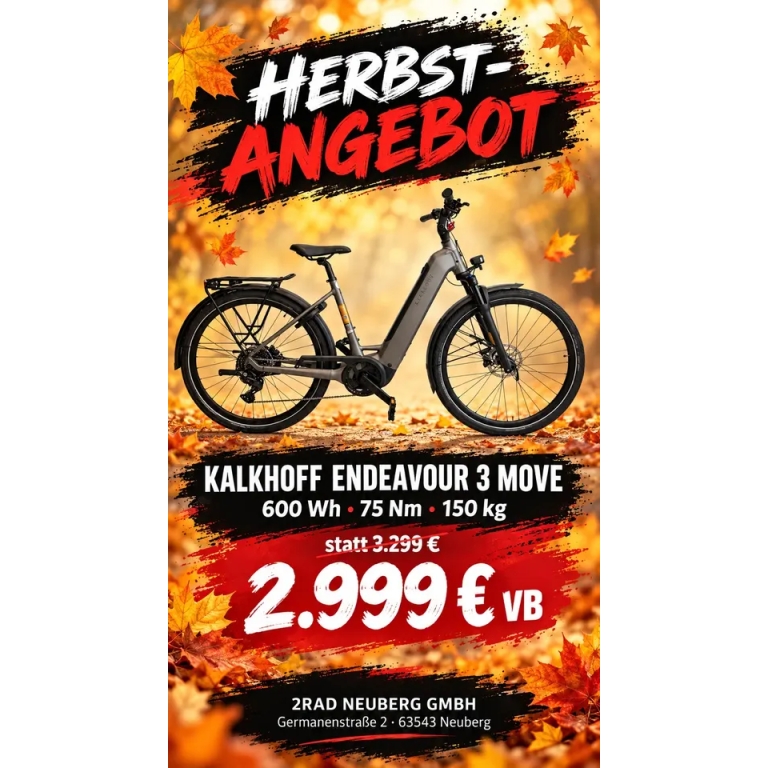 KALKHOFF ENDEAVOUR 3 MOVE E-BIKE 600WH 75Nm 150Kg Statt 3299€