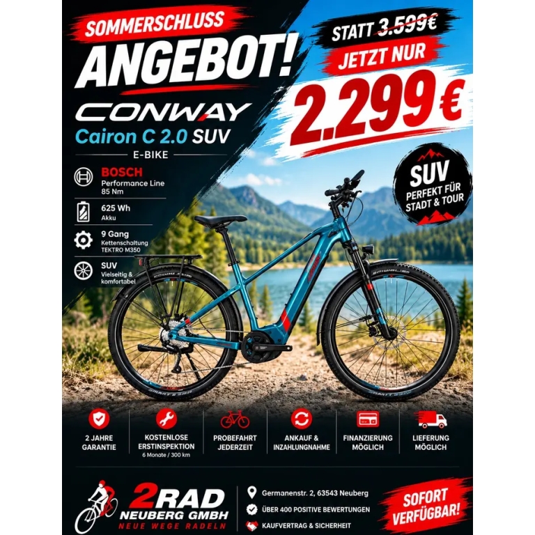 CONWAY Cairon C 2.0 SUV E-Bike 625Wh 85Nm 9 Gang Statt 3599€