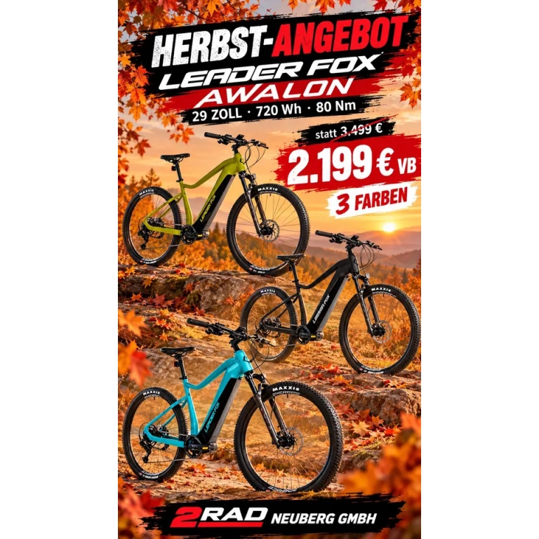 Leader Fox Awalon E-Bike MTB Hardtail 720Wh 80Nm 29" Statt 3499€