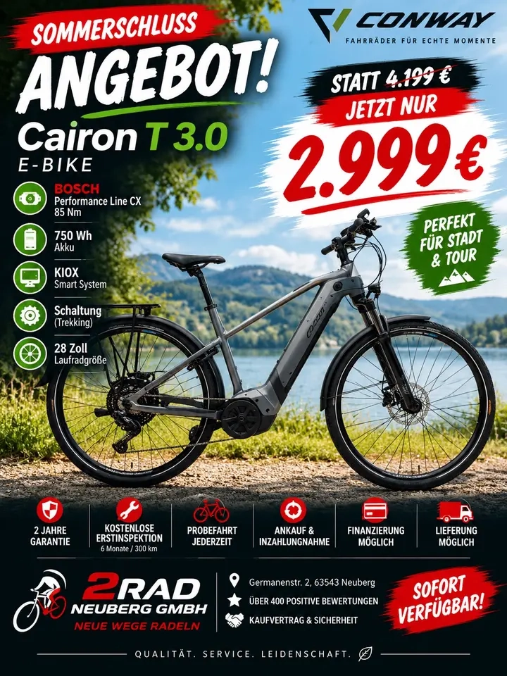 CONWAY Cairon T 3.0 E-Bike 750Wh 85Nm SMART KIOX Statt 4.199€