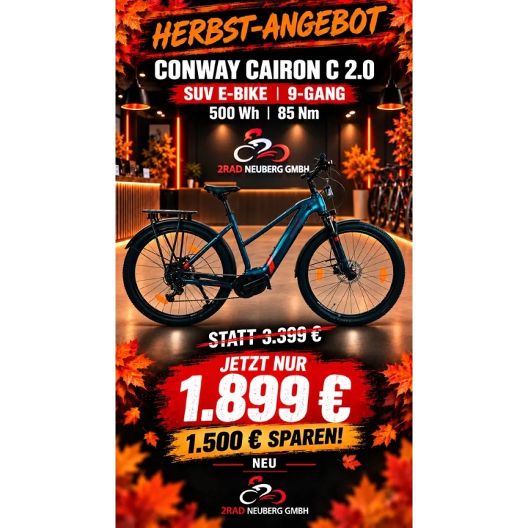 CONWAY Cairon C 2.0 SUV E-Bike 500Wh 85Nm 9 Gang Statt 3399€