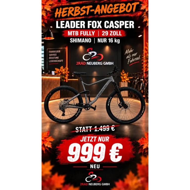 LEADER FOX CASPER 29 Zoll Fully MTB Shimano nur 16 kg Statt 1499€