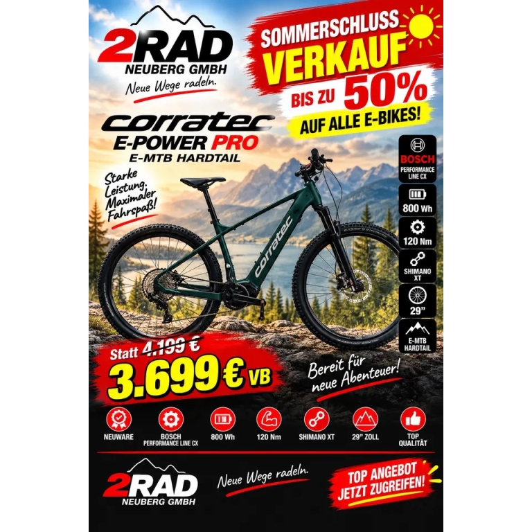 Corratec E-Power Pro E-Bike MTB Hardtail 800Wh 120Nm STATT 4199€