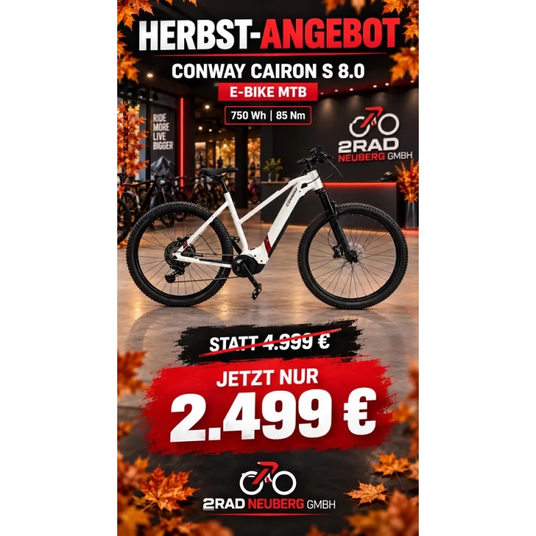 CONWAY Cairon S 8.0 E-BIKE MTB 750Wh 85Nm Herbst-Sale Statt 4999€